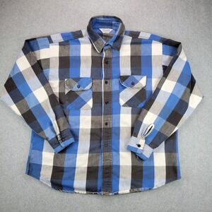 Five Brother Flannel Shirt Mens XL 17 Blue Plaid USA Vintage Workwear